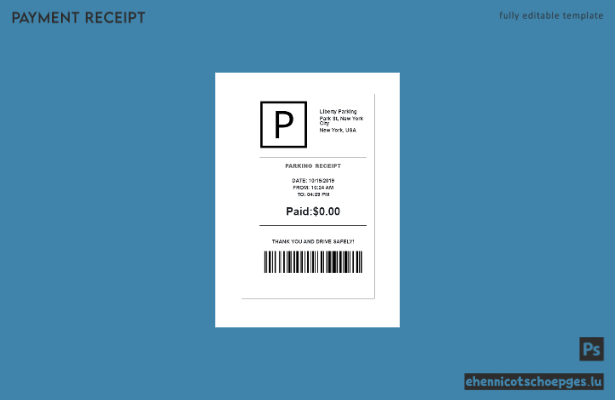 Beispiel für einen Liberty Parking-Beleg (Vorschau)